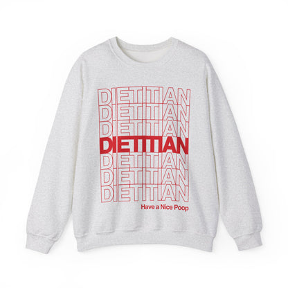Ash Gray sweatshirt with red and white text on a white background