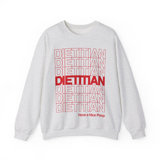 Ash Gray sweatshirt with red and white text on a white background