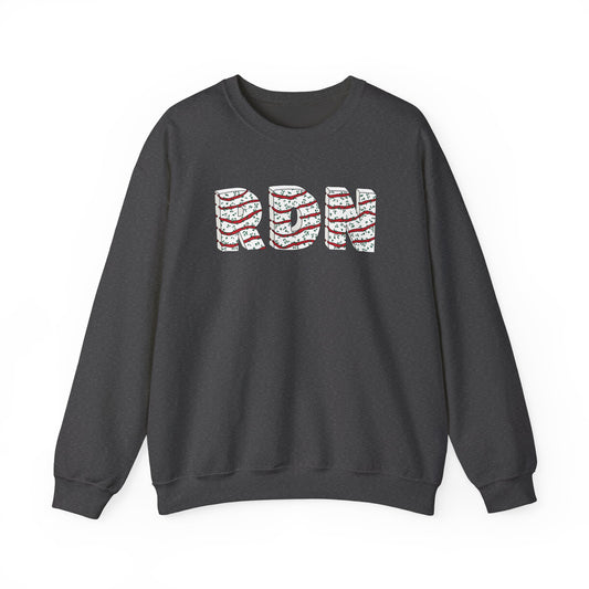 Charcoal sweatshirt with 'RDN' text on a white background