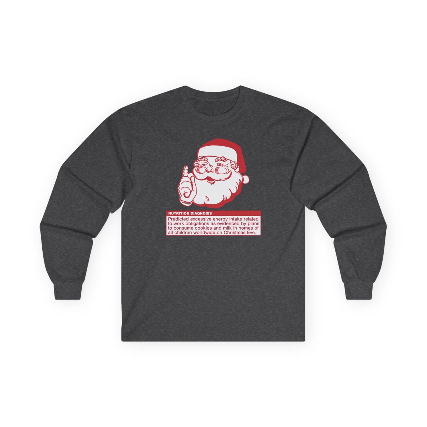 Charcoal long sleeve tshirt with Santa PES design in red and white