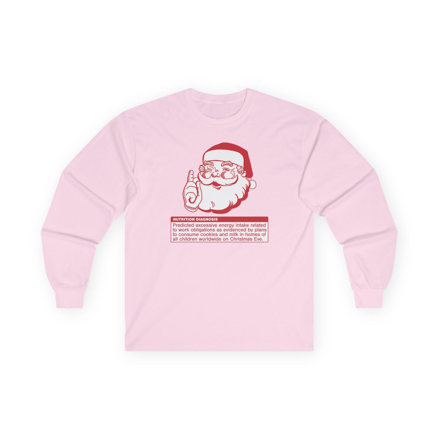 Pink long sleeve tshirt with Santa PES design in red and white