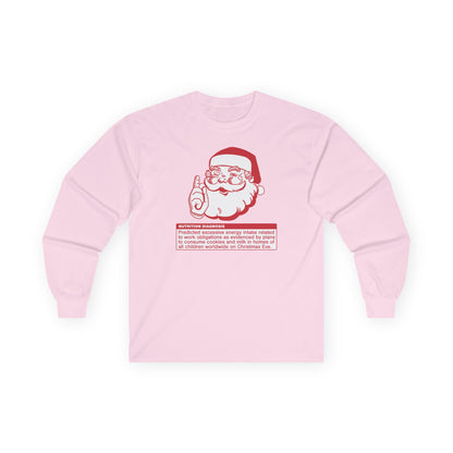 Pink long sleeve tshirt with Santa PES design in red and white