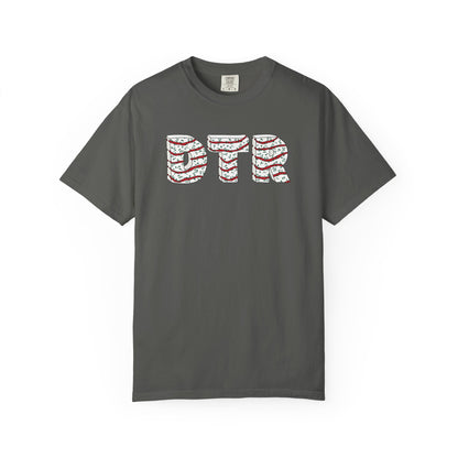Gray t-shirt with 'BTR' design on a white background