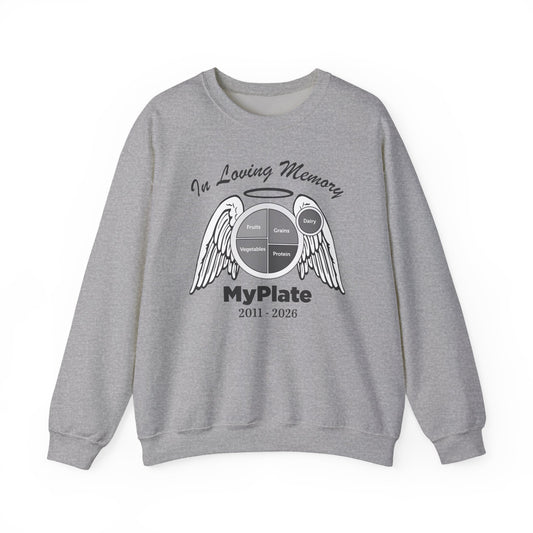 Gray sweatshirt with 'In Loving Memory' over MyPlate image