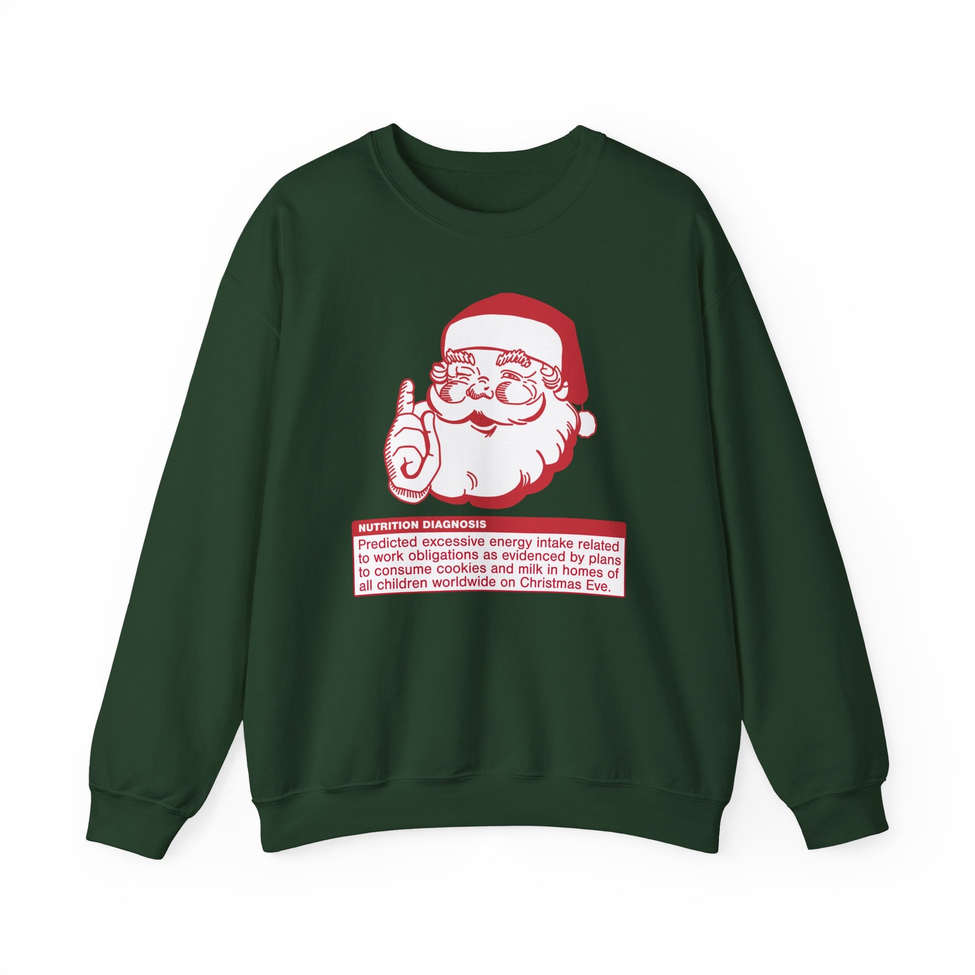 Forest green sweatshirt with Santa PES design in red and white