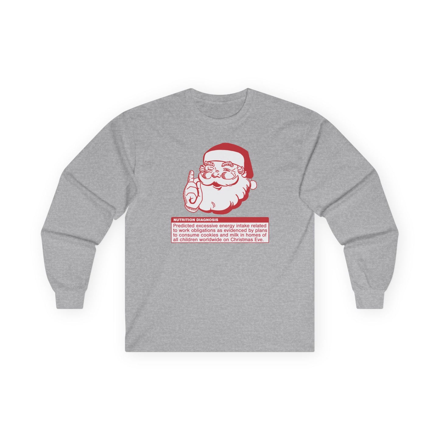 Sport gray long sleeve tshirt with Santa PES design in red and white
