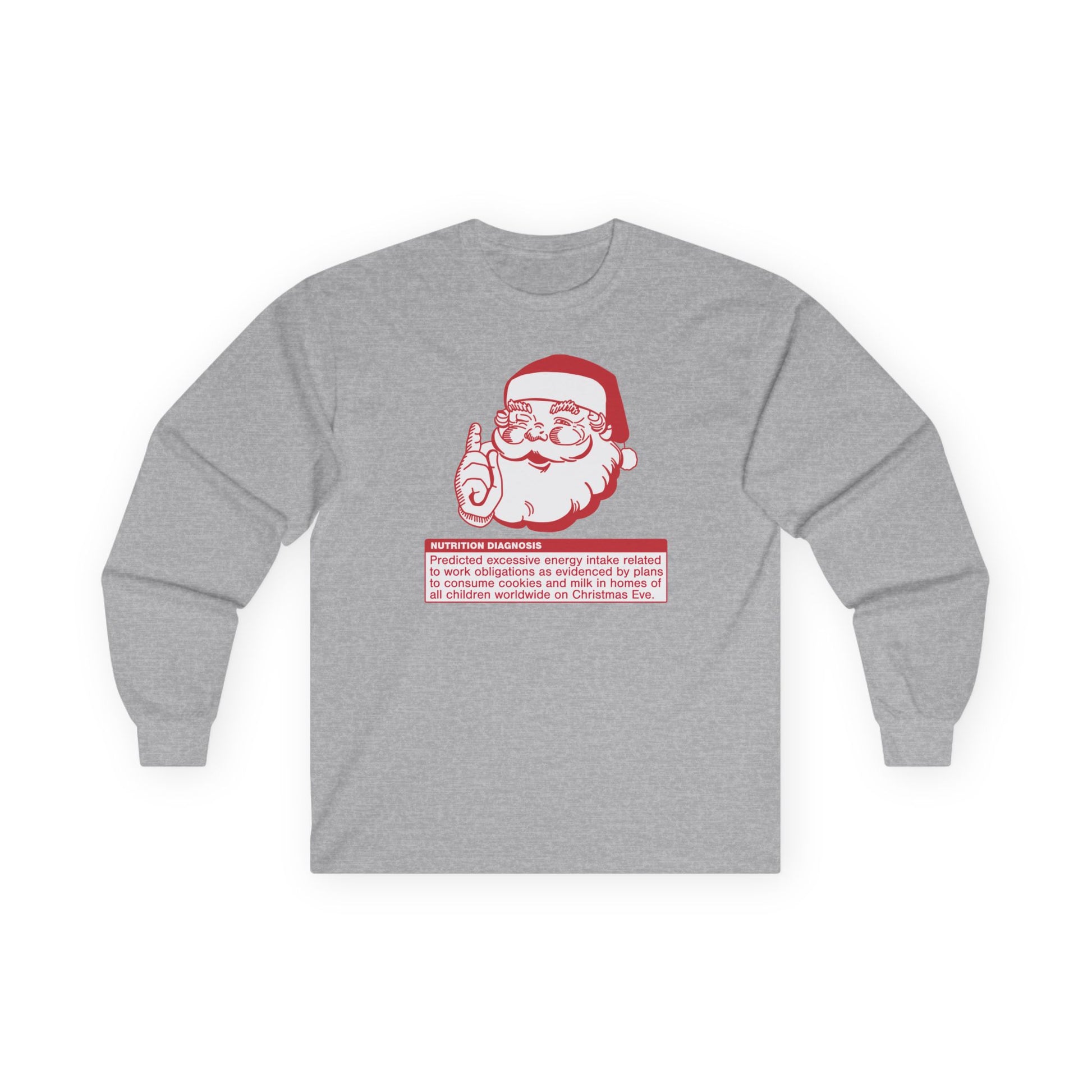 Sport gray long sleeve tshirt with Santa PES design in red and white