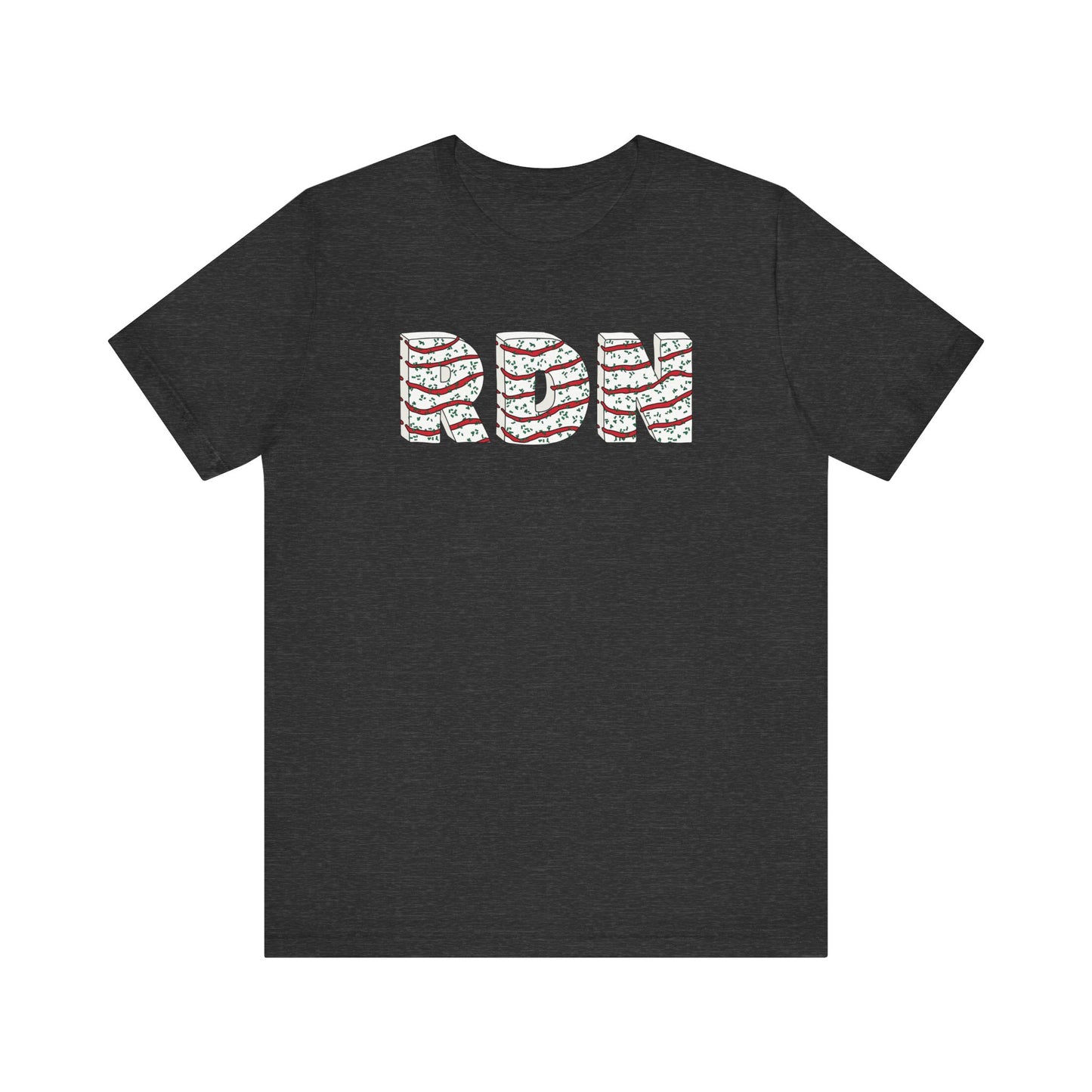 Black t-shirt with 'RDN' printed on the back against a white background