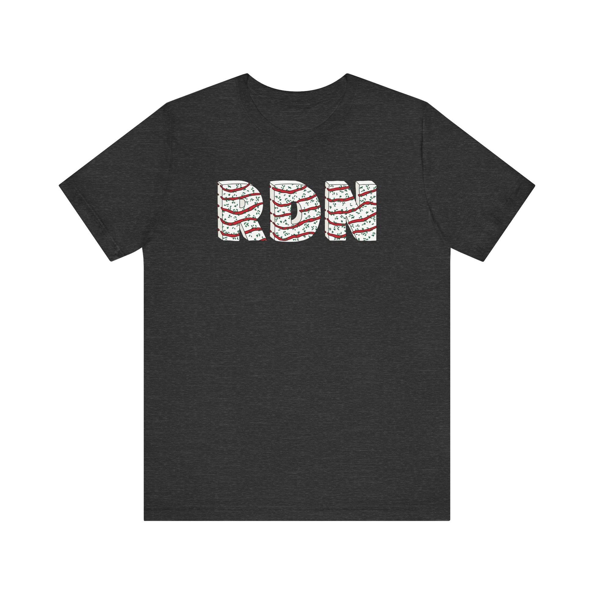 Black t-shirt with 'RDN' printed on the back against a white background