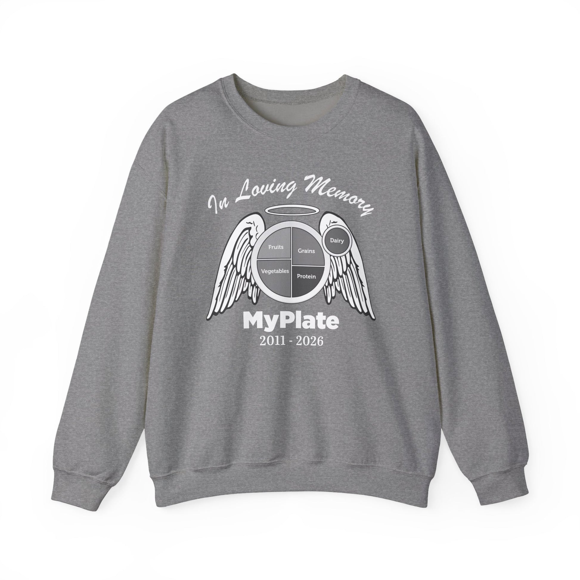 Gray sweatshirt with 'In Loving Memory' over MyPlate image