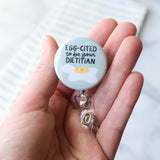 Egg-Cited to be Your Dietitian Badge Reel + Topper