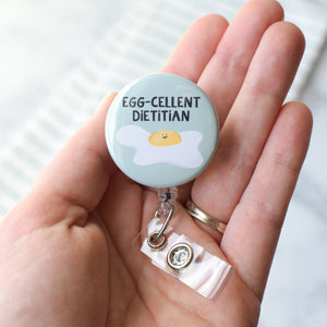 Egg-cellent Dietitian Badge Reel + Topper