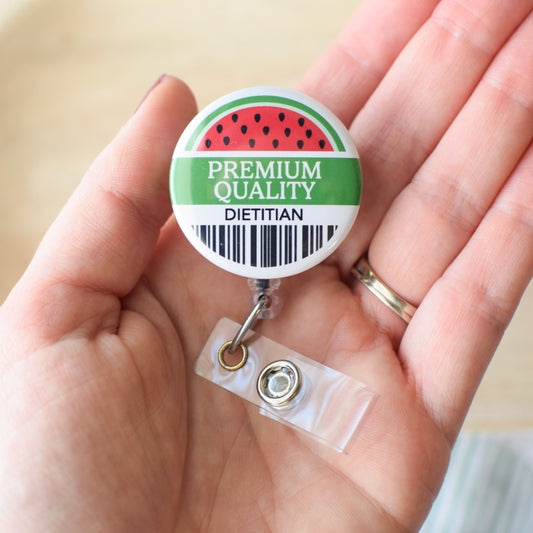 Premium Quality Dietitian Badge Reel + Topper