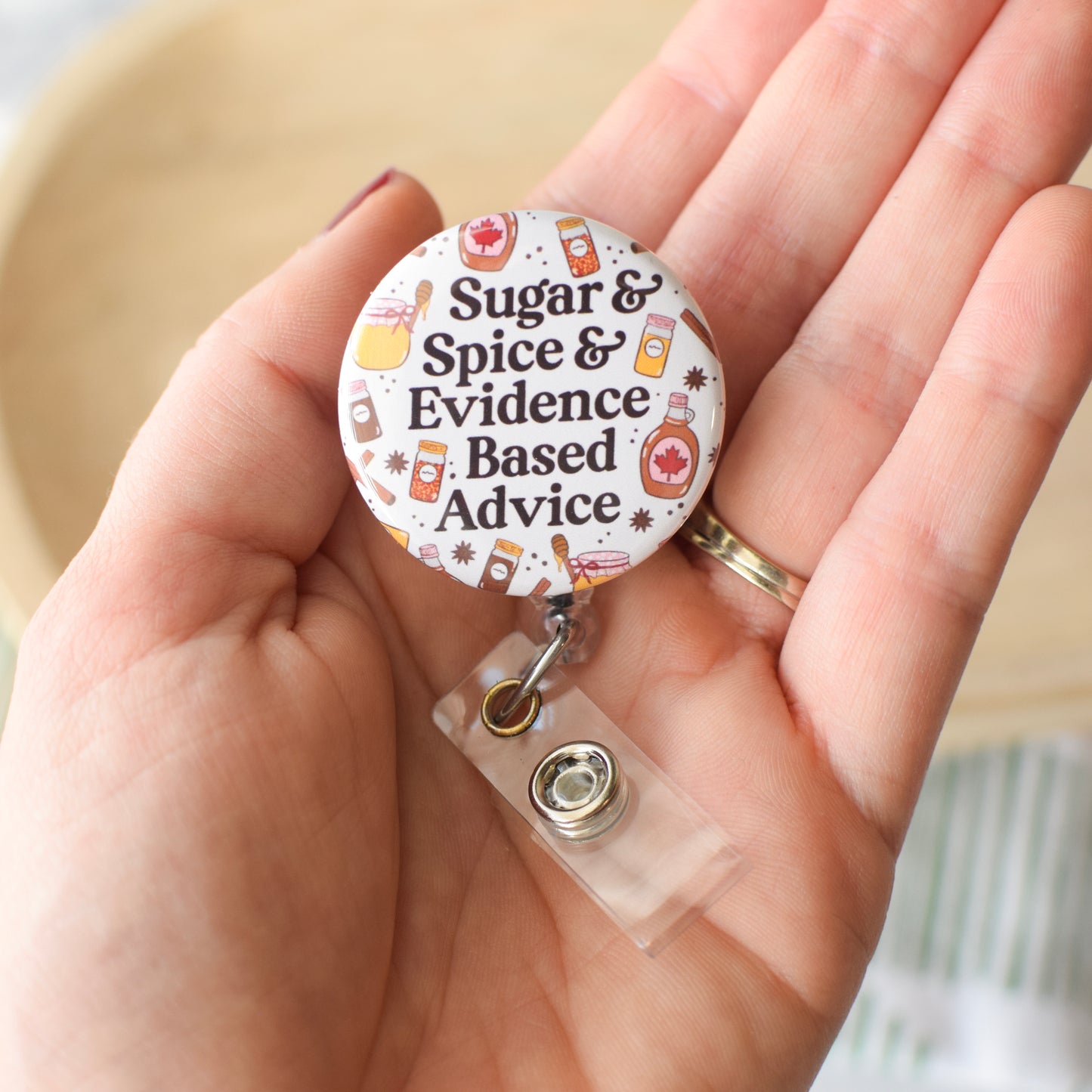 Sugar & Spice & Evidence Based Advice Badge Reel + Topper