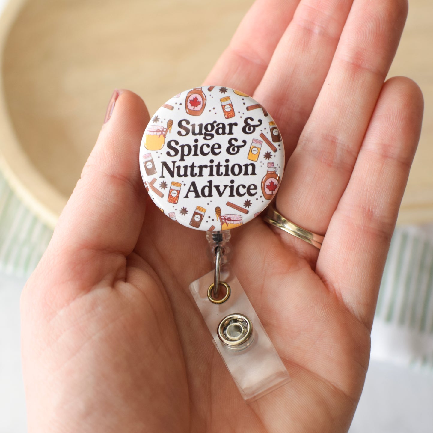 Sugar & Spice & Nutrition Advice Badge Reel + Topper