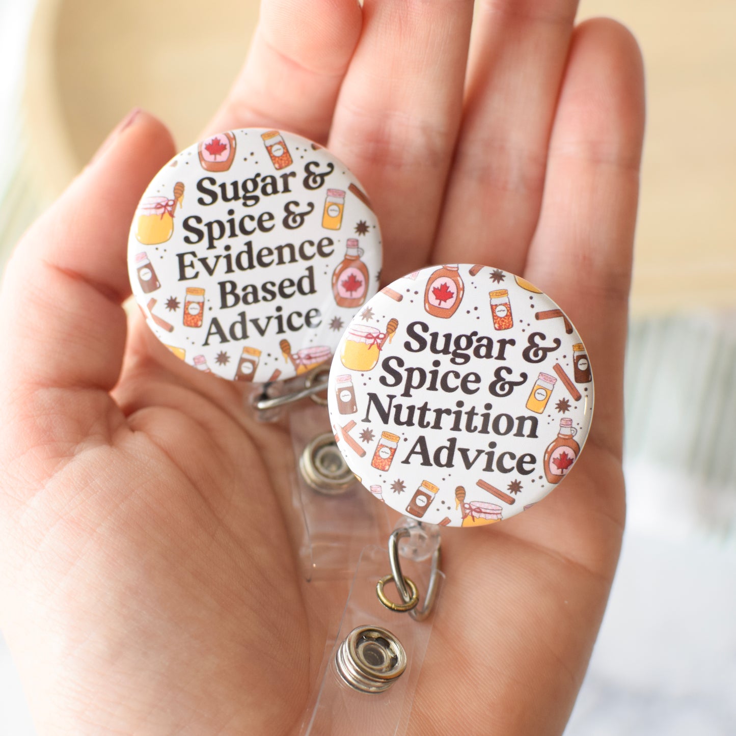Sugar & Spice & Evidence Based Advice Badge Reel + Topper