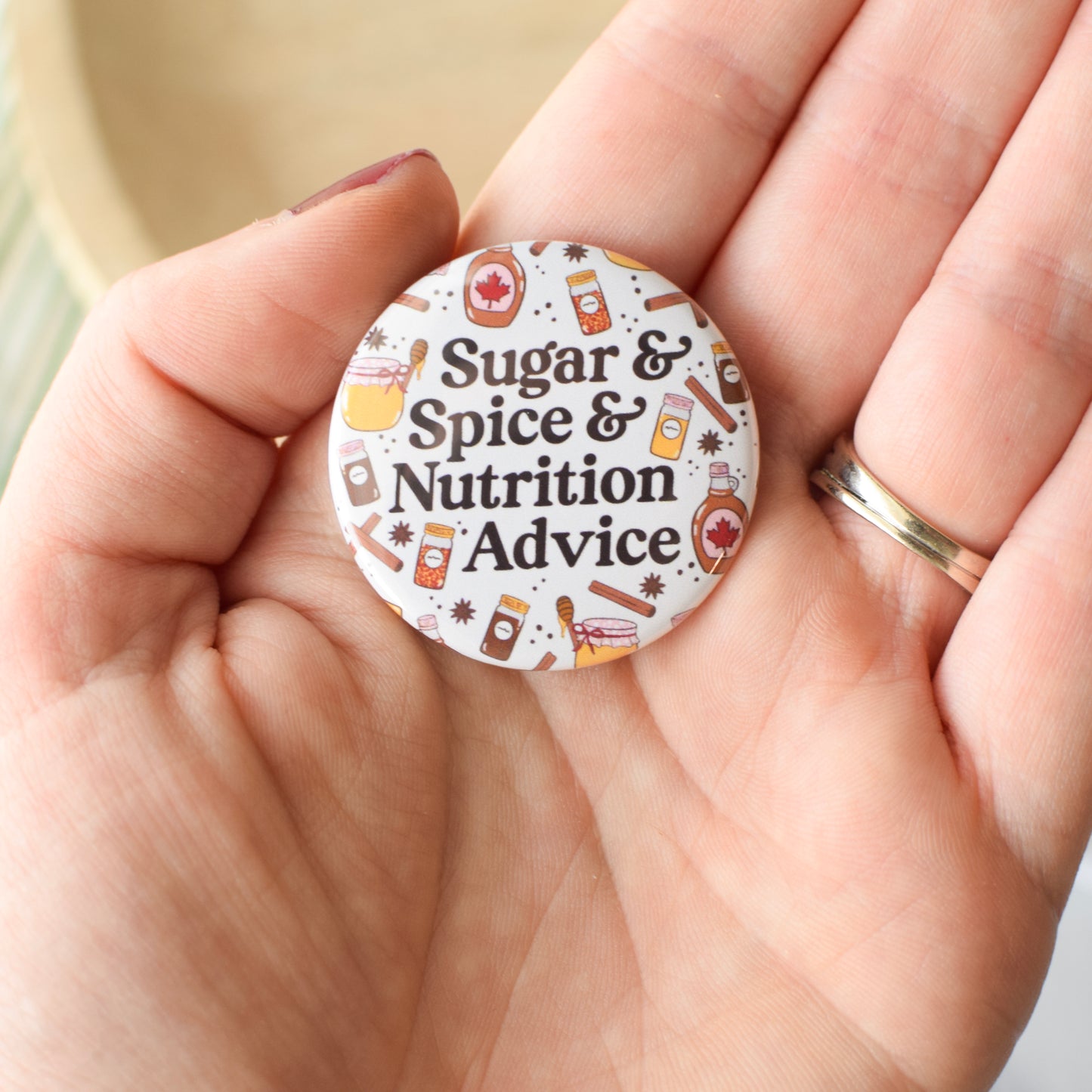 Sugar & Spice & Nutrition Advice Badge Reel + Topper