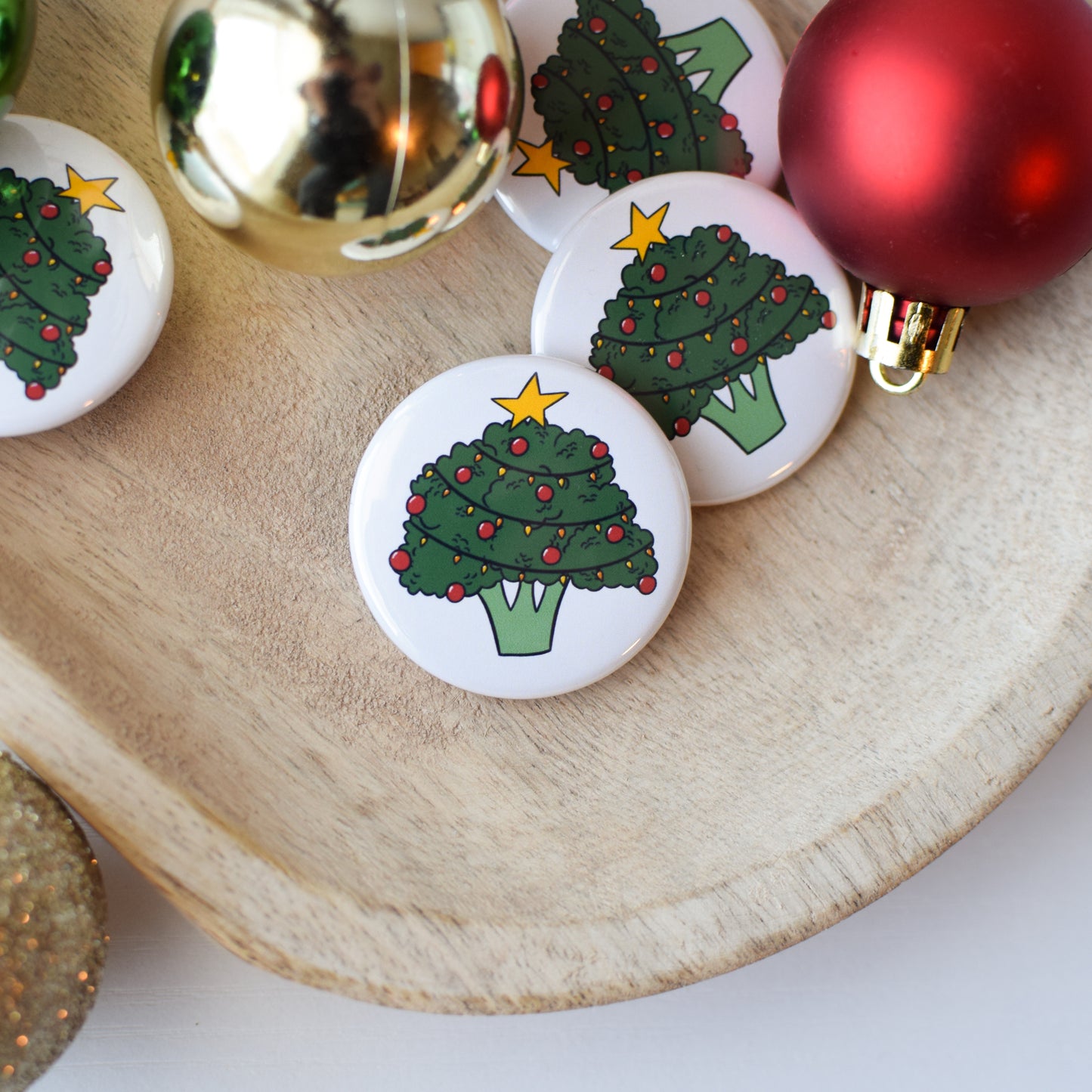 Oh Broccoli Christmas Tree Button or Magnet