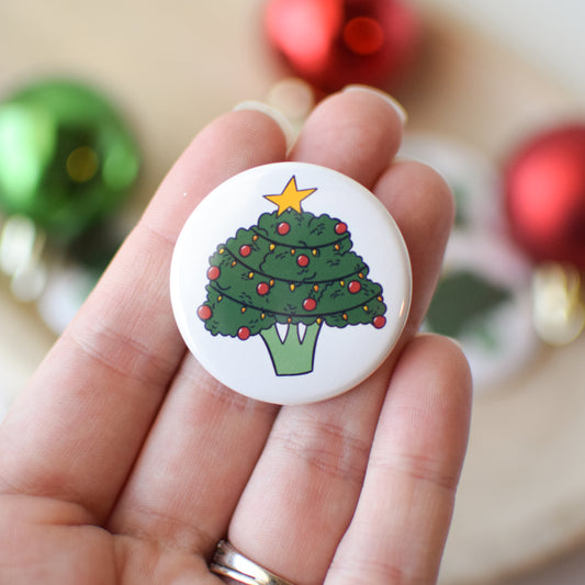 Oh Broccoli Christmas Tree Button or Magnet