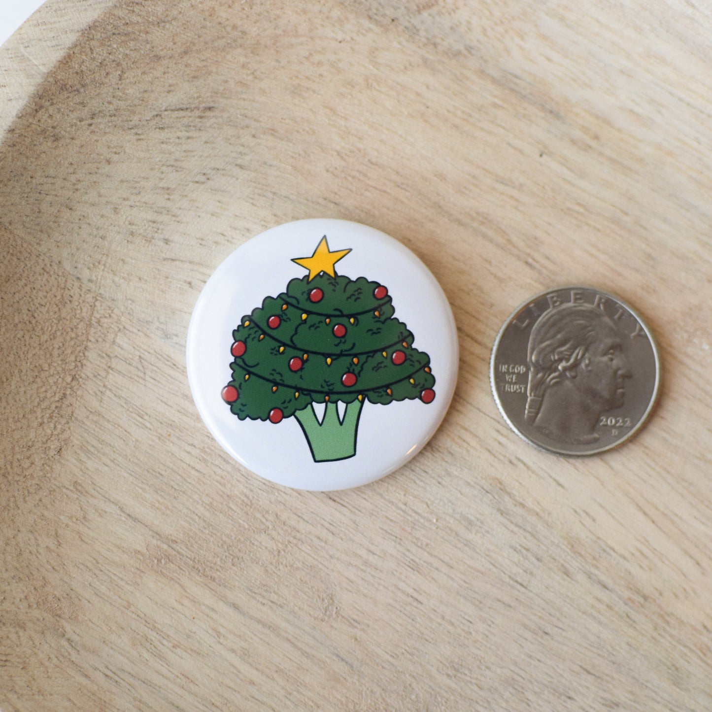 Oh Broccoli Christmas Tree Button or Magnet