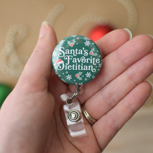 Santa's Favorite Dietitian Badge Reel + Topper