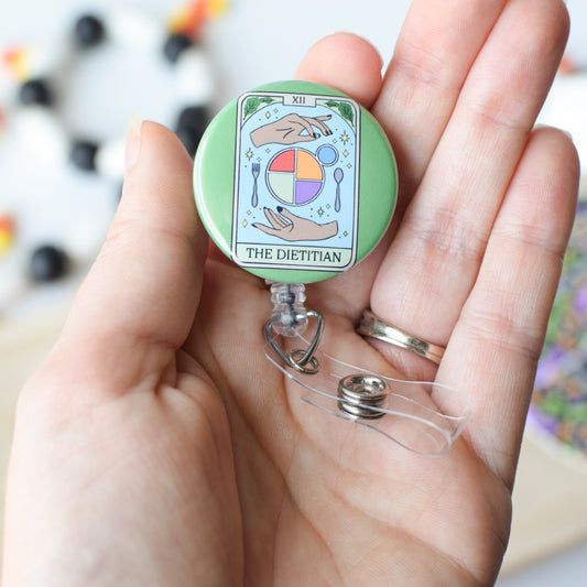 Dietitian Tarot Card Badge Reel + Topper