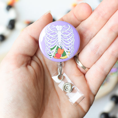 Skeleton Tummy Badge Reel + Topper