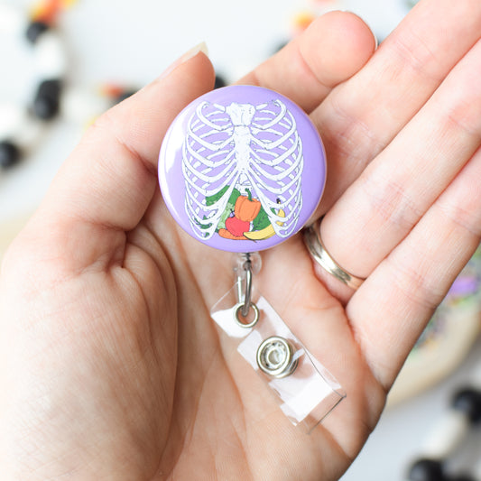 Skeleton Tummy Badge Reel + Topper