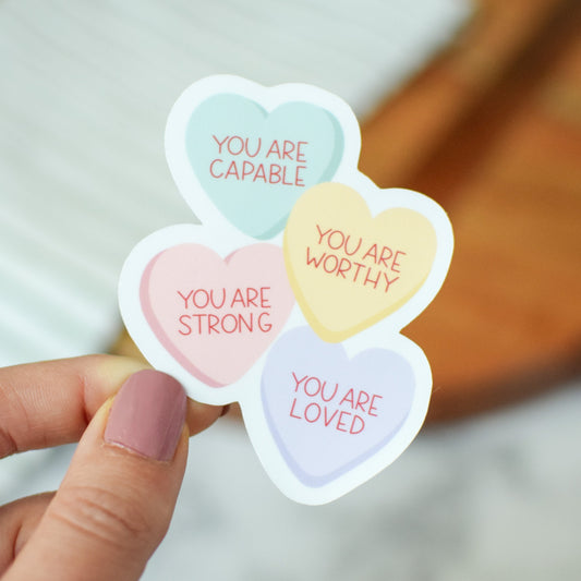 Candy Heart Affirmations Sticker