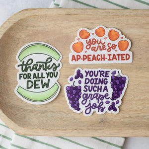 Encouraging Fruit Pun Stickers
